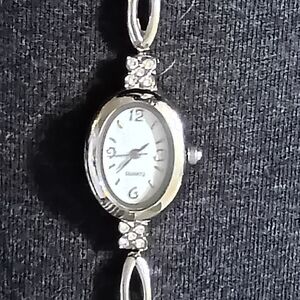 Japan Movement Silver Women's Watch with Crystal Accents